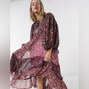 Free People Estelle Chiffon Maxi Dress Pink
